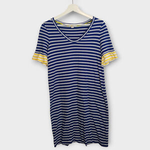 Boden Dress Womens 6R Yellow Striped Imogen Jersey Ruffle Sleeve Nautical Sailor